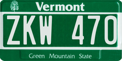 VT license plate ZKW470