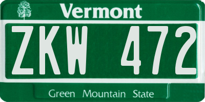VT license plate ZKW472