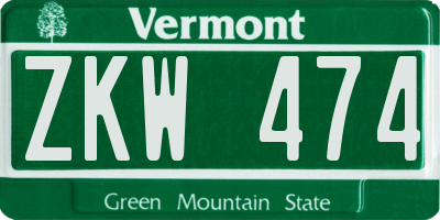 VT license plate ZKW474