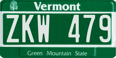 VT license plate ZKW479