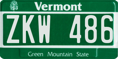 VT license plate ZKW486