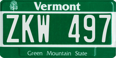 VT license plate ZKW497
