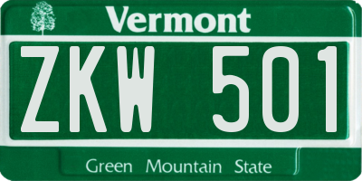 VT license plate ZKW501