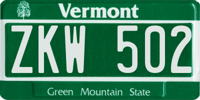 VT license plate ZKW502