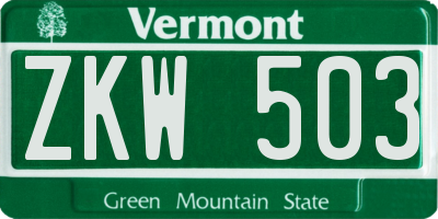 VT license plate ZKW503