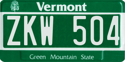 VT license plate ZKW504