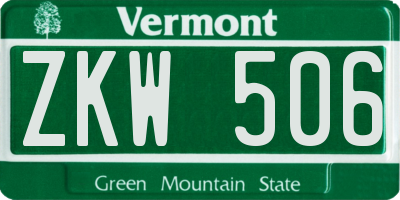 VT license plate ZKW506