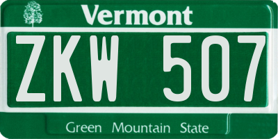 VT license plate ZKW507