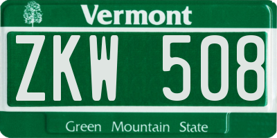 VT license plate ZKW508