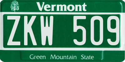 VT license plate ZKW509