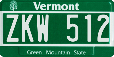 VT license plate ZKW512