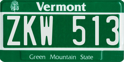 VT license plate ZKW513