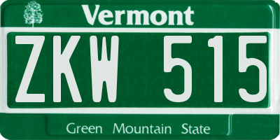 VT license plate ZKW515
