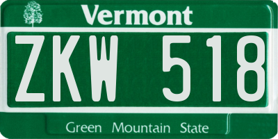 VT license plate ZKW518