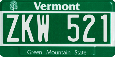 VT license plate ZKW521