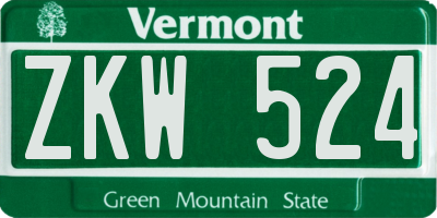 VT license plate ZKW524