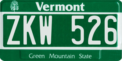 VT license plate ZKW526