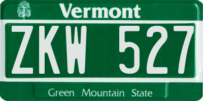 VT license plate ZKW527