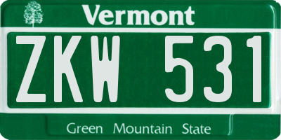 VT license plate ZKW531