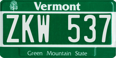 VT license plate ZKW537