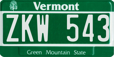 VT license plate ZKW543