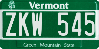 VT license plate ZKW545