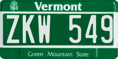 VT license plate ZKW549