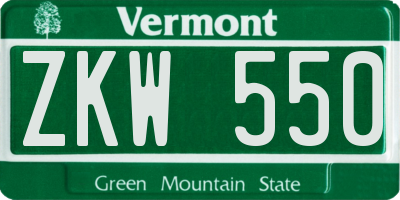 VT license plate ZKW550