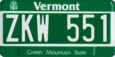 VT license plate ZKW551