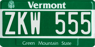 VT license plate ZKW555
