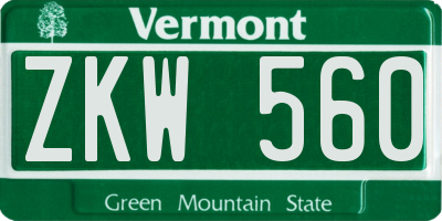VT license plate ZKW560