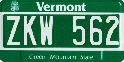 VT license plate ZKW562