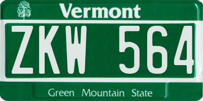 VT license plate ZKW564