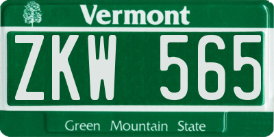 VT license plate ZKW565