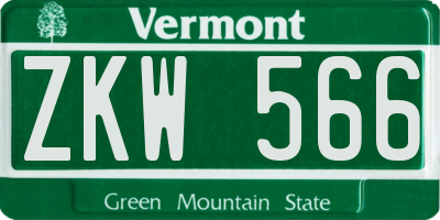 VT license plate ZKW566