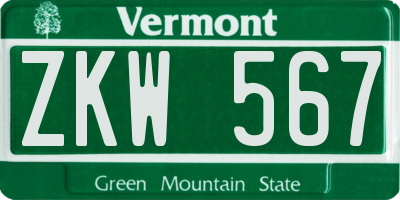 VT license plate ZKW567