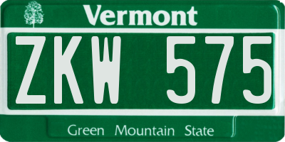 VT license plate ZKW575