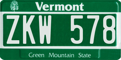 VT license plate ZKW578