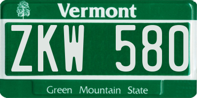 VT license plate ZKW580