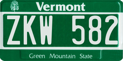 VT license plate ZKW582