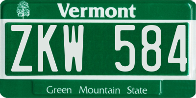 VT license plate ZKW584