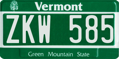 VT license plate ZKW585