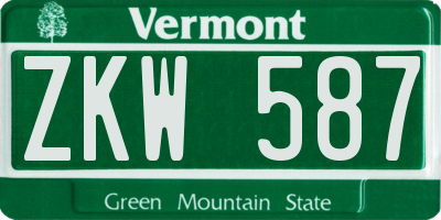 VT license plate ZKW587