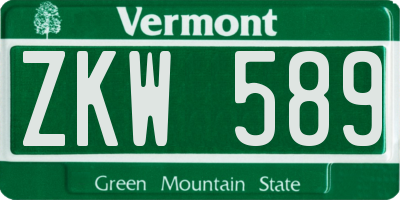 VT license plate ZKW589