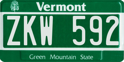 VT license plate ZKW592