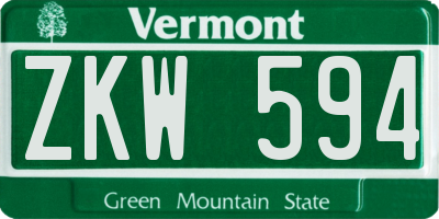 VT license plate ZKW594