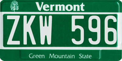 VT license plate ZKW596
