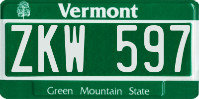 VT license plate ZKW597