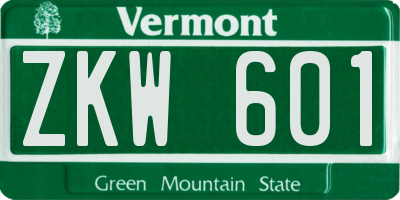VT license plate ZKW601