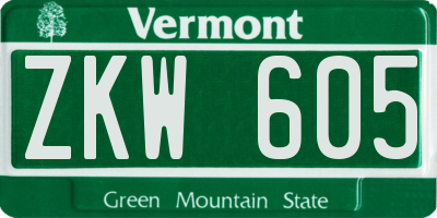 VT license plate ZKW605